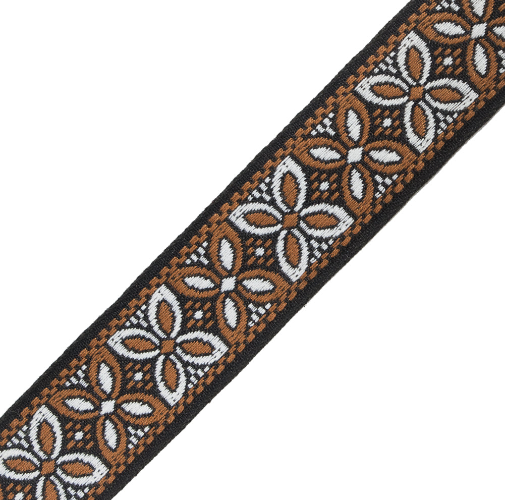 Brown, Black and White German Jacquard Ribbon - 1.375" Detail