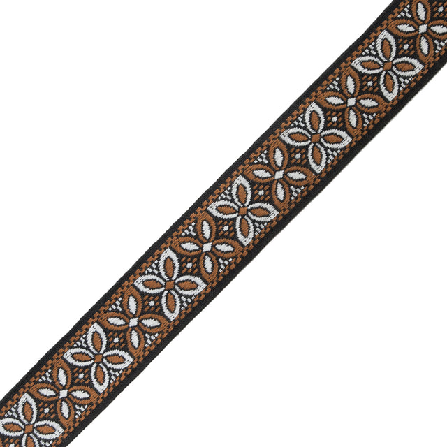 Brown, Black and White German Jacquard Ribbon - 1.375"