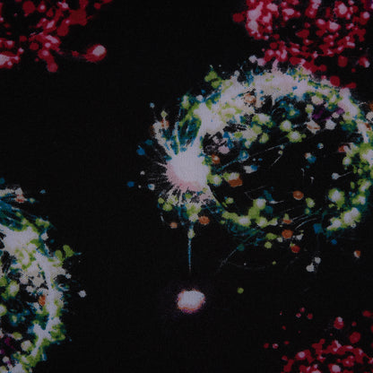 Italian Black Dandelion Printed Stretch Scuba Knit Detail