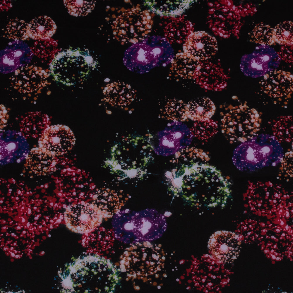 Italian Black Dandelion Printed Stretch Scuba Knit