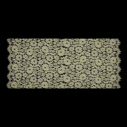 Famous NYC Designer Yellow Corded Floral Lace with Scalloped Edges Full