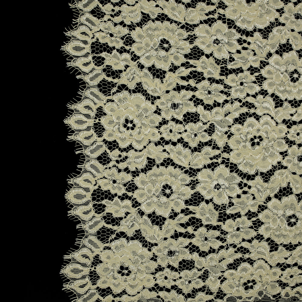 Famous NYC Designer Yellow Corded Floral Lace with Scalloped Edges