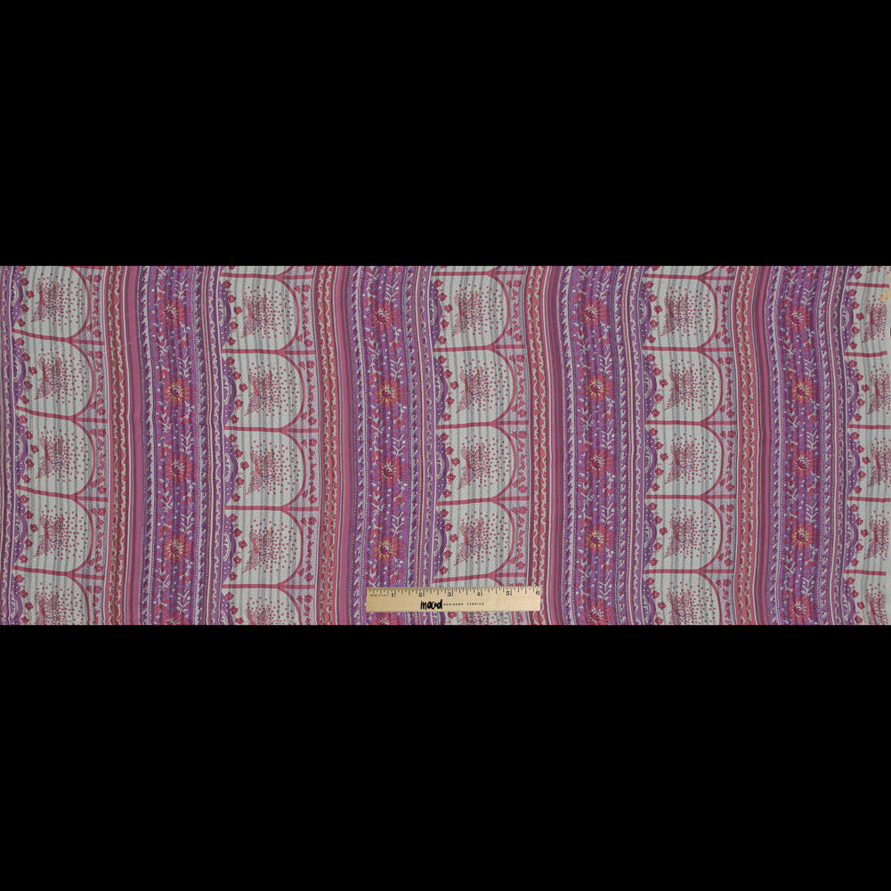 Pink, Purple and Beige Floral Gauzy Silk Folded