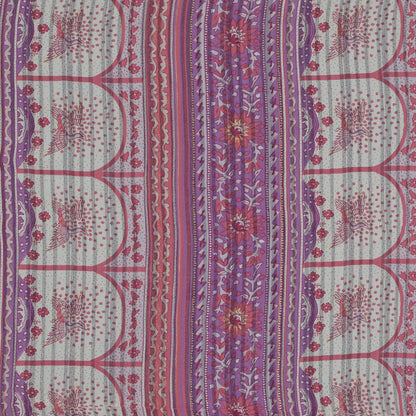 Pink, Purple and Beige Floral Gauzy Silk