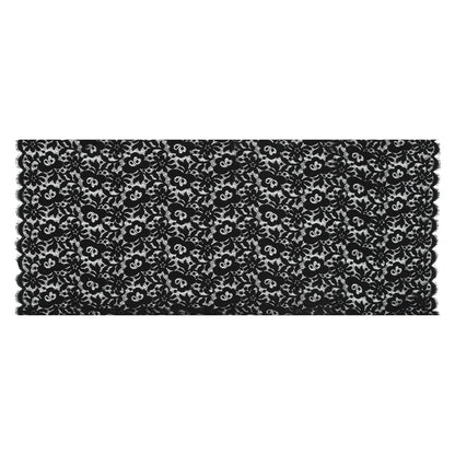 Tibi Black Floral Polyester Lace with Scalloped Eyelash Edges Full