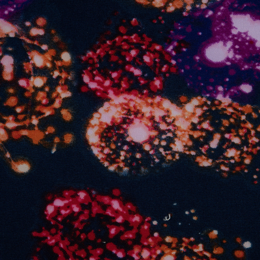 Italian Navy Dandelion Printed Stretch Scuba Knit Detail