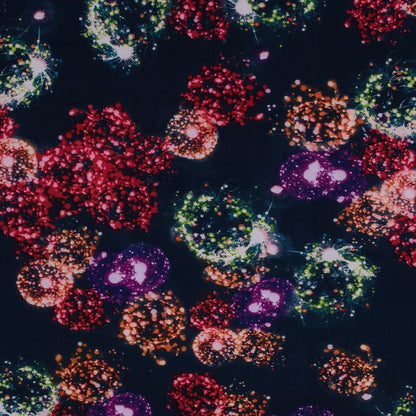 Italian Navy Dandelion Printed Stretch Scuba Knit