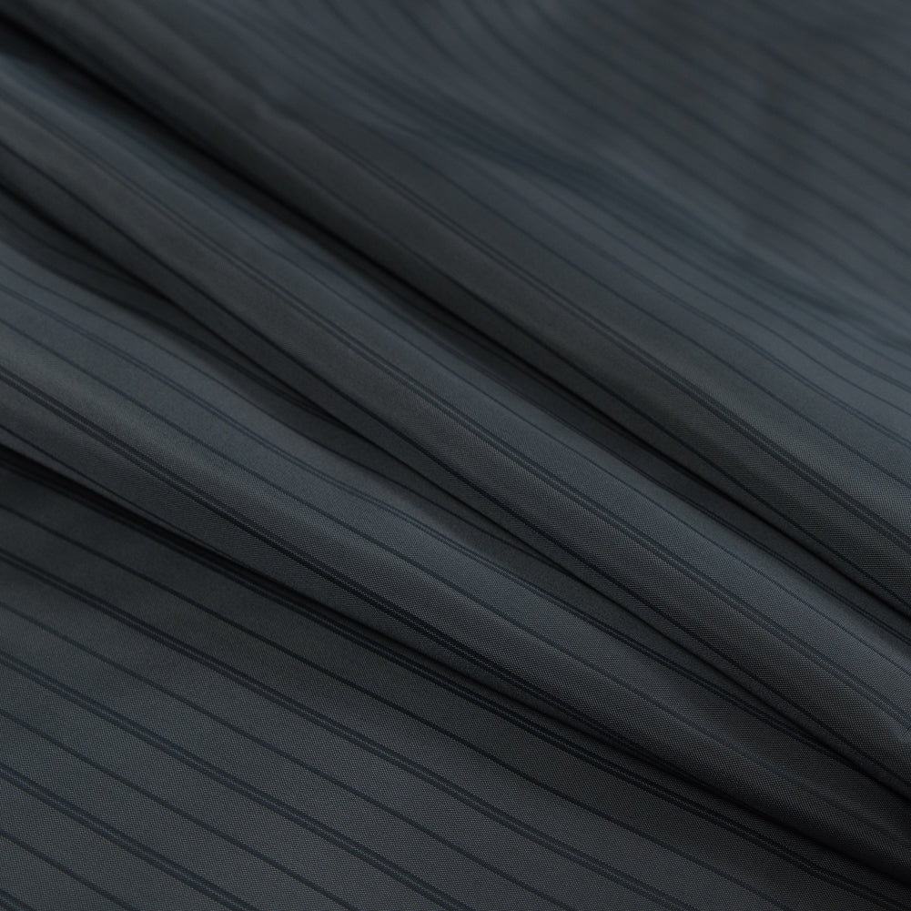 Pewter and Charcoal Striped Acetate Lining Folded