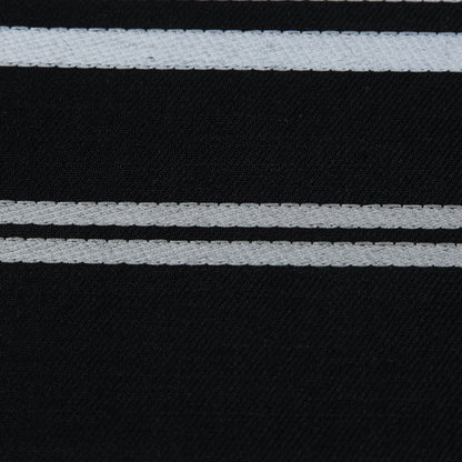 Black Cotton Twill with Silver Embroidered Stripes Detail