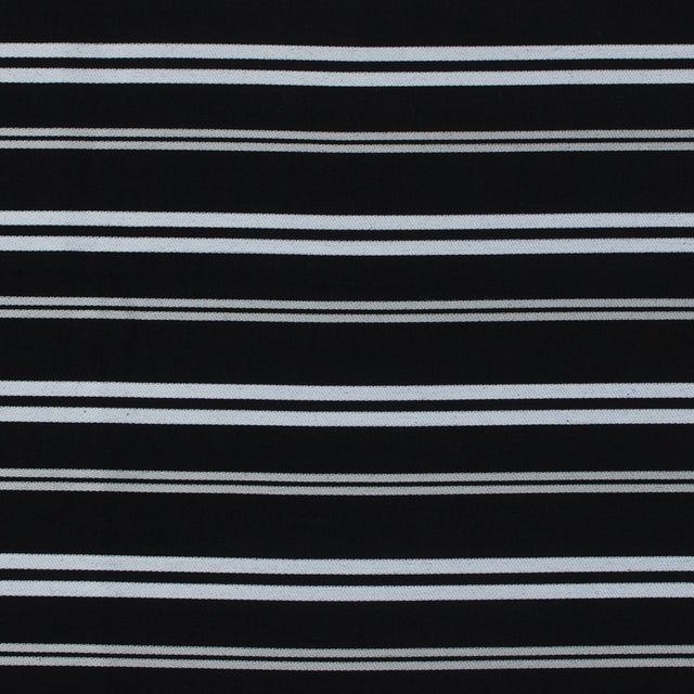 Black Cotton Twill with Silver Embroidered Stripes