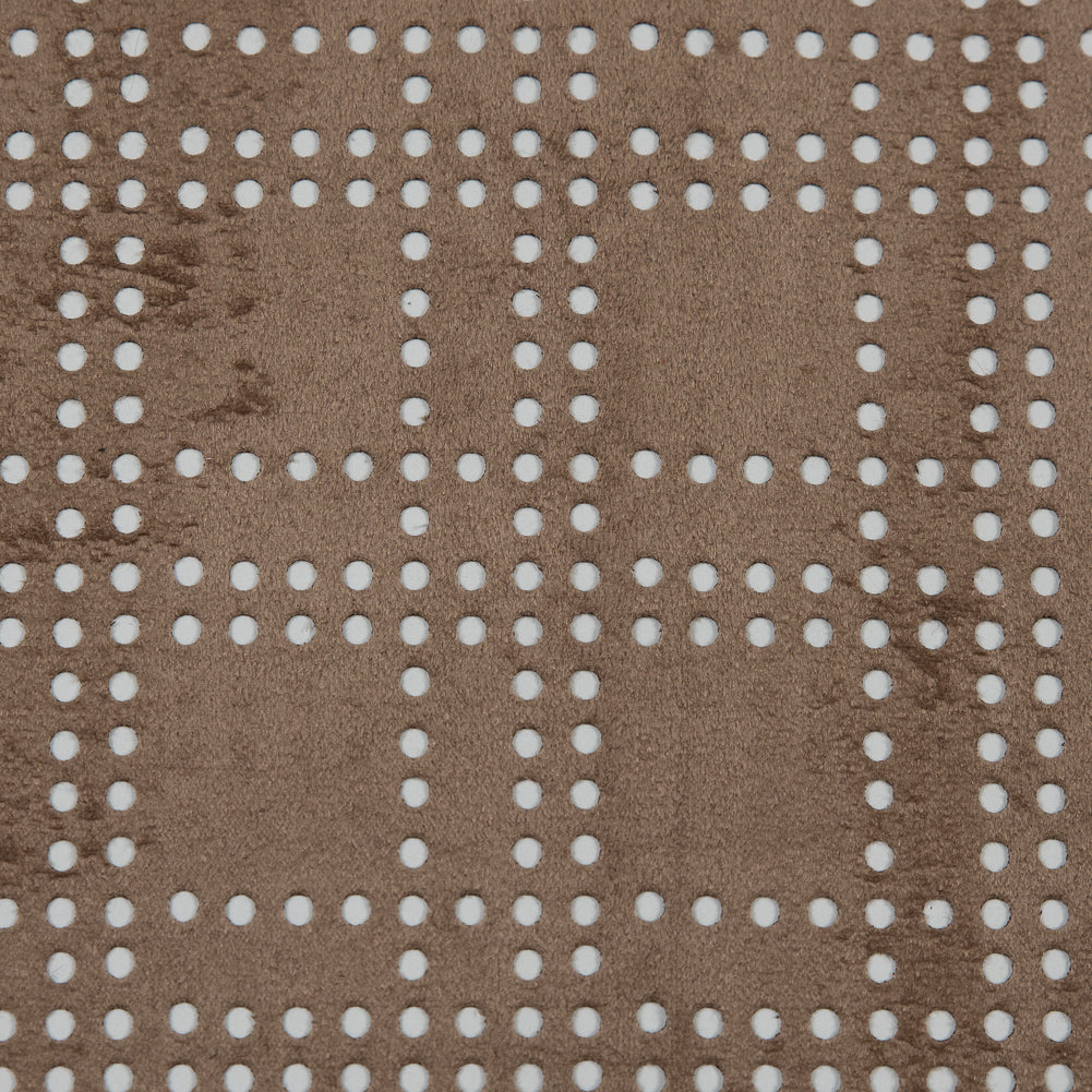 Faux Suede with Perforated Squares - Warm Beige Detail