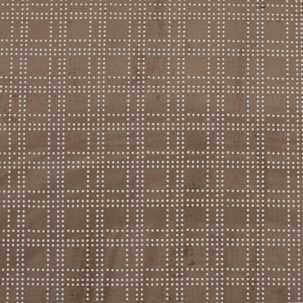 Faux Suede with Perforated Squares - Warm Beige