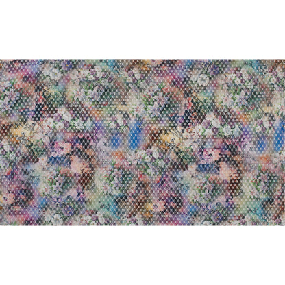 Floral Multicolor Printed Organza with Embroidered Ovals Full