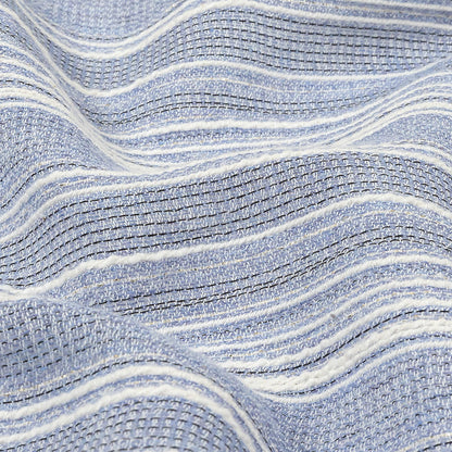 Sky Blue and White Striped Gauzy Cotton Crepe Detail