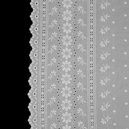 Famous NYC Designer White Bordered Embroidered Cotton Eyelet