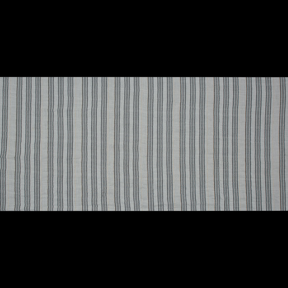 White, Black and Metallic Gold Striped Gauzy Cotton Dobby Full