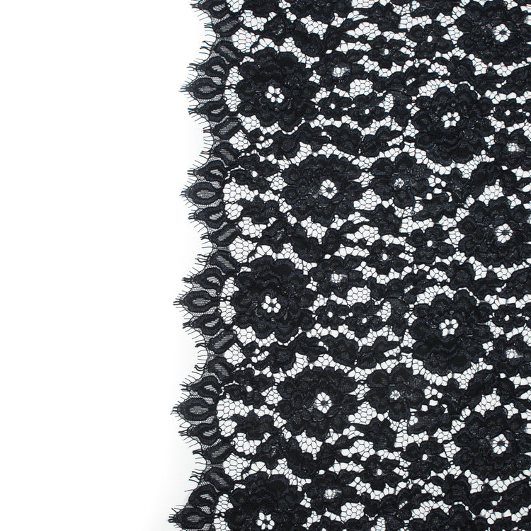 template--25130090922057__main-Famous NYC Designer Black Corded Floral Lace with Scalloped Edges