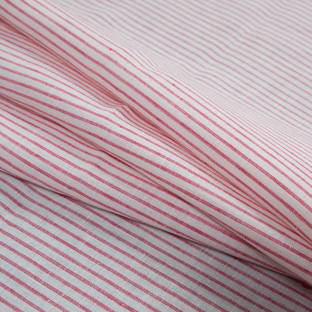 Red and White Striped Linen Woven Folded