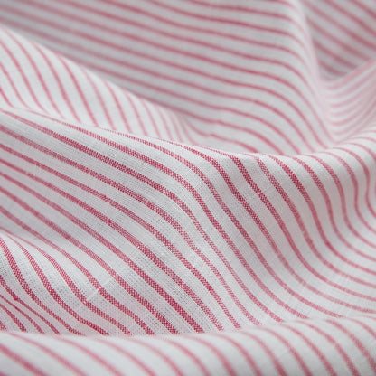 Red and White Striped Linen Woven Detail