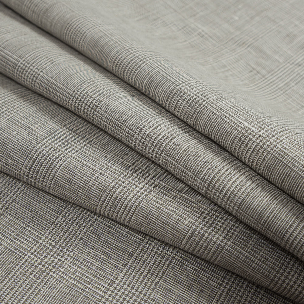 Taupe Glen Plaid Linen Woven Folded