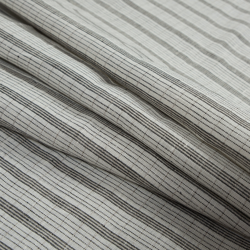 Pale Beige and Black Striped Linen Woven Folded