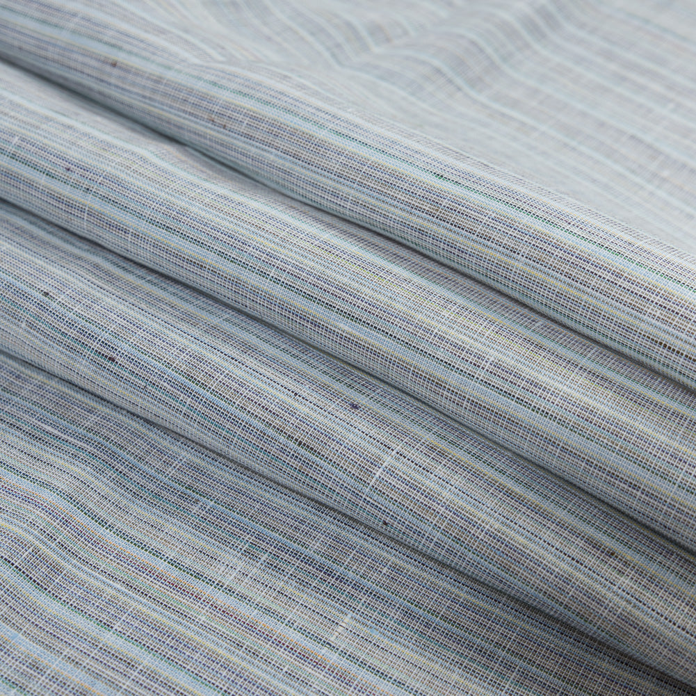 Blue, Gray and Green Pinstriped Linen Woven Folded