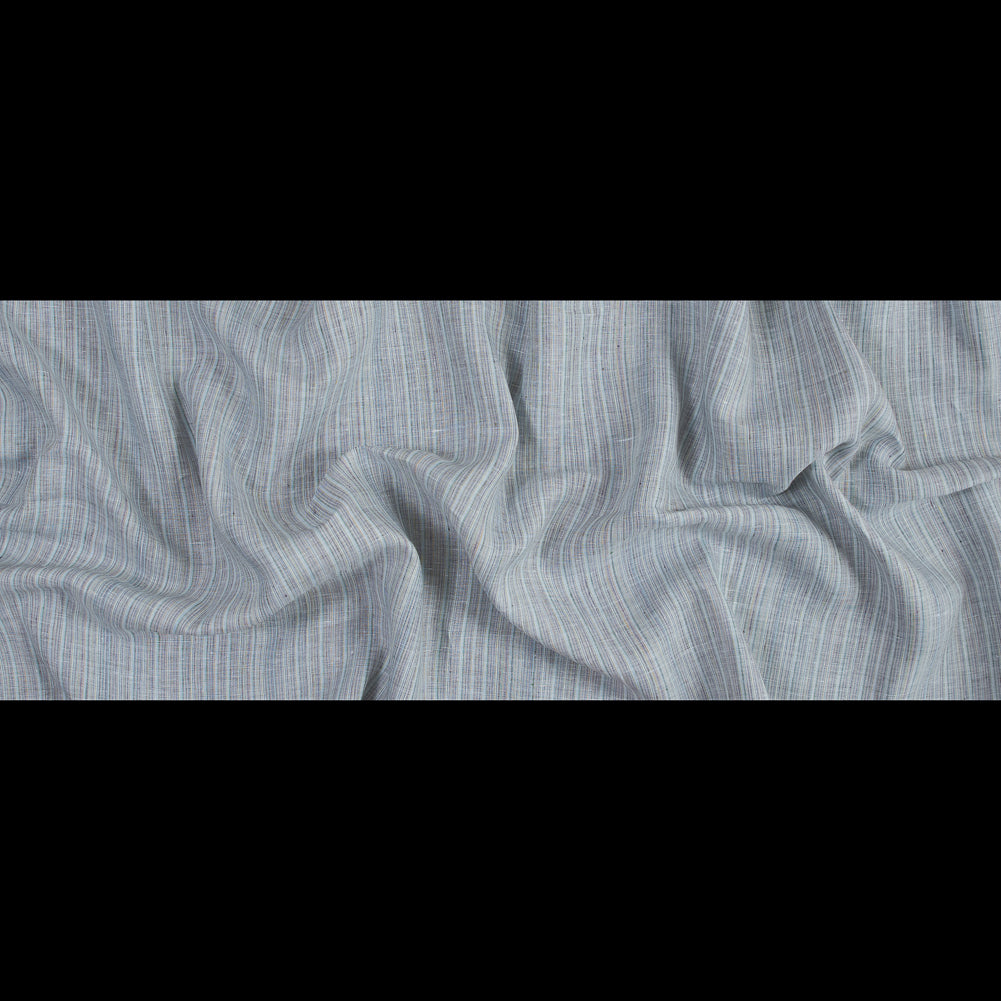 Blue, Gray and Green Pinstriped Linen Woven Full