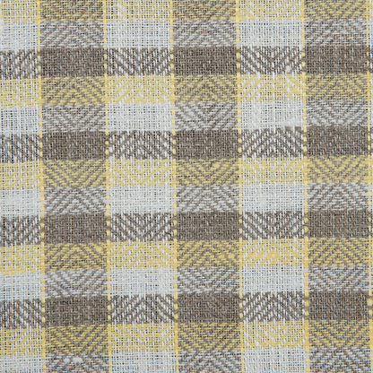 Roasted Cashew, White and Yellow Plaid Linen Woven Detail