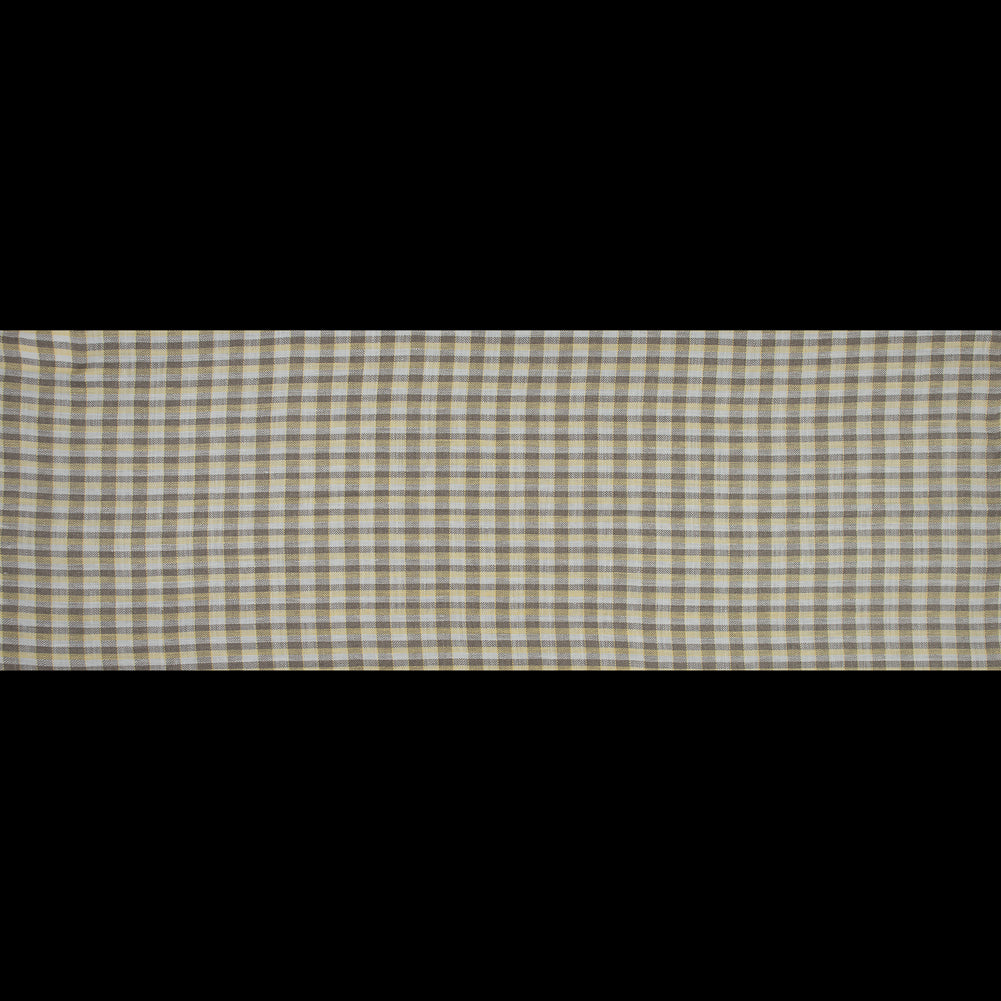 Roasted Cashew, White and Yellow Plaid Linen Woven Full