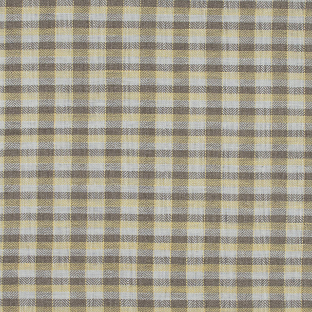 Roasted Cashew, White and Yellow Plaid Linen Woven