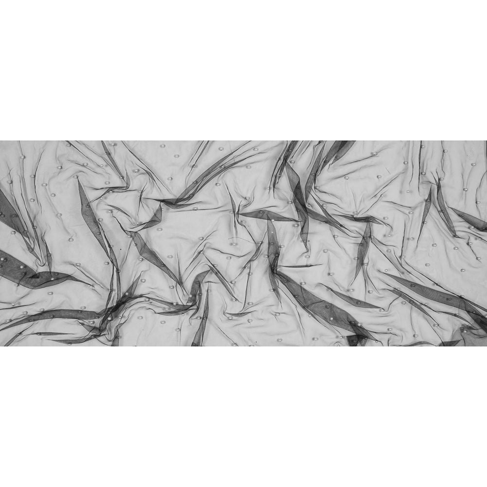 Beaded Tulle - Black - Sylvie Collection Folded