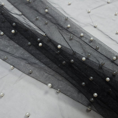 Beaded Tulle - Black - Sylvie Collection Detail