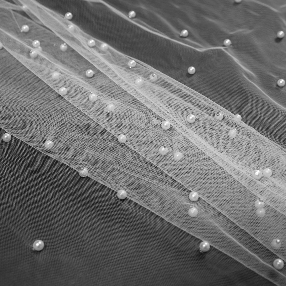 Beaded Tulle - White - Sylvie Collection Detail