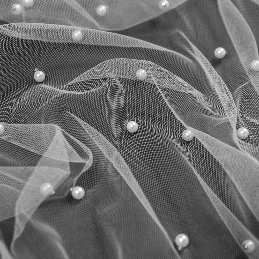 Beaded Tulle - White - Sylvie Collection Full