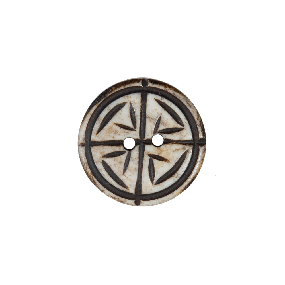 Natural Etched 2-Hole Bone Button - 32L/20mm