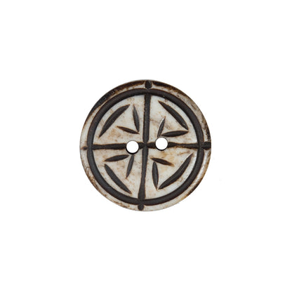 Natural Etched 2-Hole Bone Button - 32L/20mm