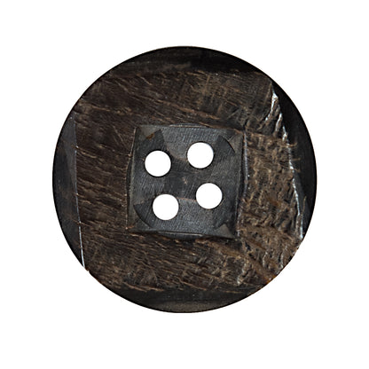 Black and Brown Textural Horn 4-Hole Button - 45L/29mm