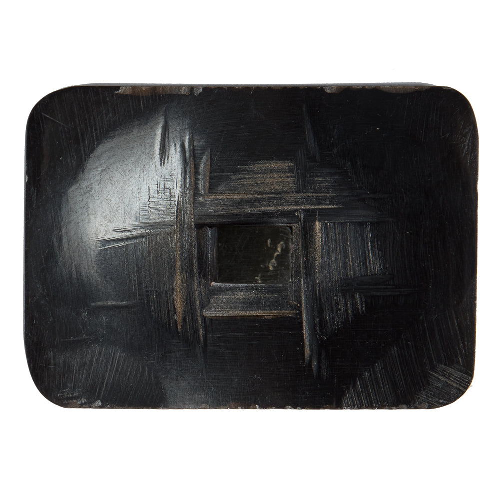 Black Rectangular Horn Coat Button - 1.625" x 2.375" Detail