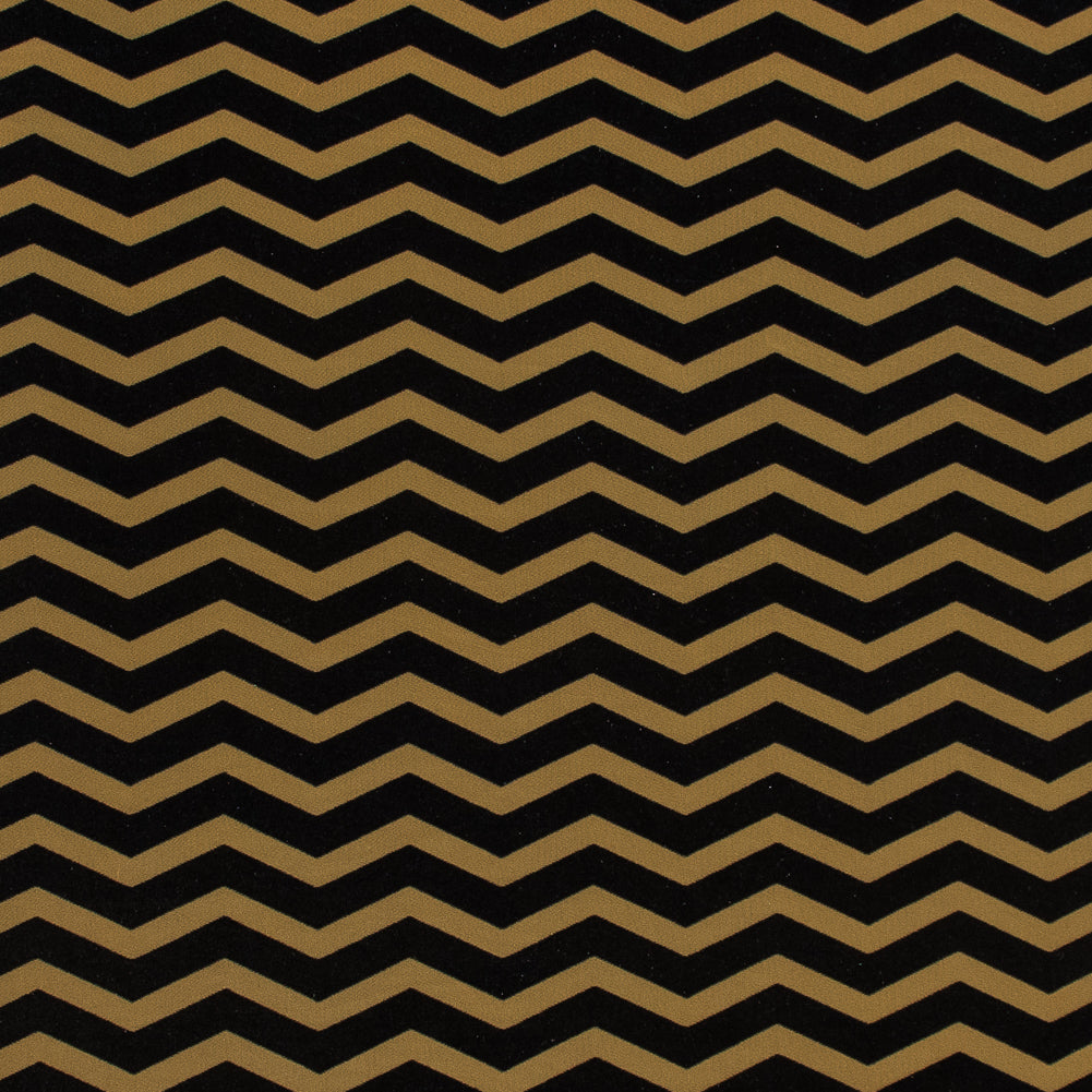 Zig Zag Burnout Velour - Mustard and Navy
