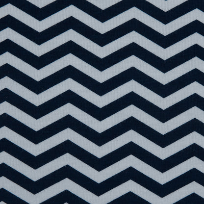 Navy and White Zig Zag Printed Cotton Jersey Full