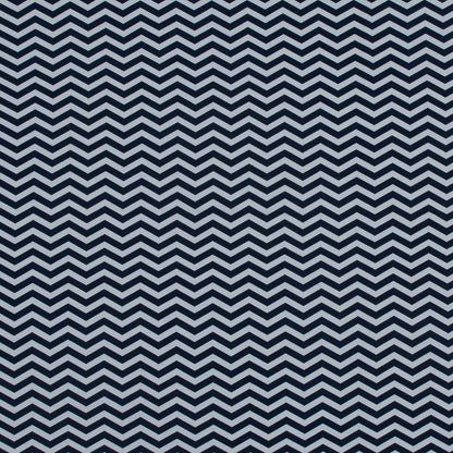 Navy and White Zig Zag Printed Cotton Jersey