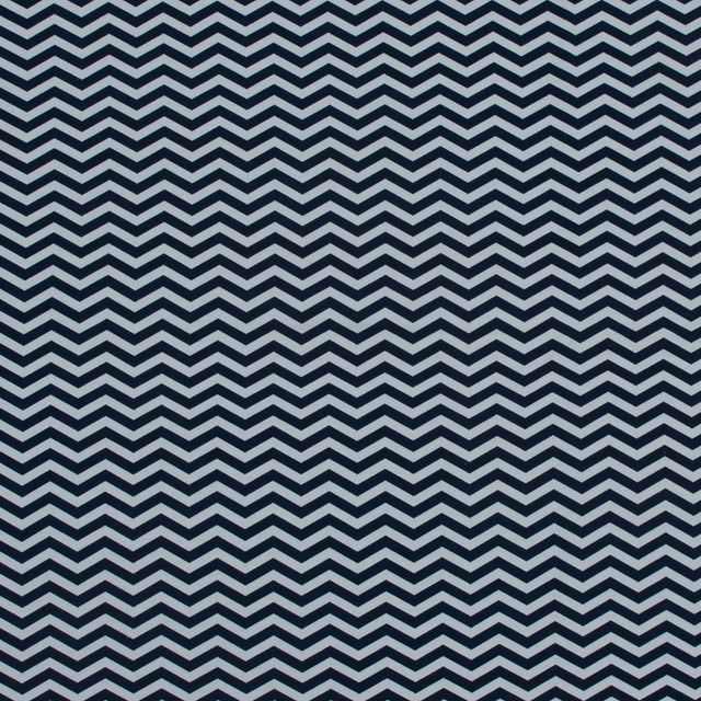 Navy and White Zig Zag Printed Cotton Jersey