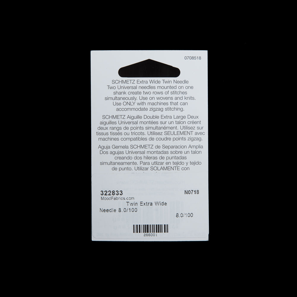 Schmetz Extra Wide Twin Machine Needle - 8.0/100 - 1 ct Detail