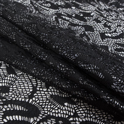 Italian Black Laminated Crochet Lace Detail