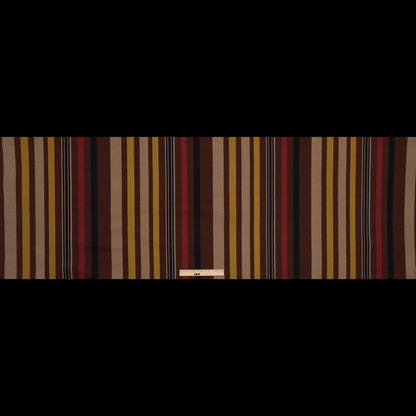 Italian Mustard, Brown and Beige Barcode Striped Printed Jersey Folded