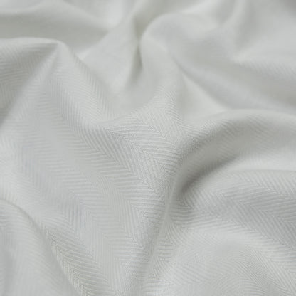 Italian White Herringbone Linen Blend