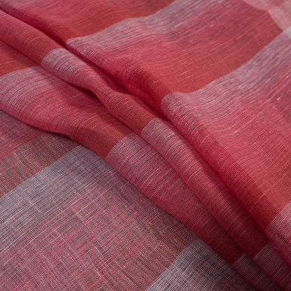 Italian Red, Pink and White Plaid Linen Scrim Detail