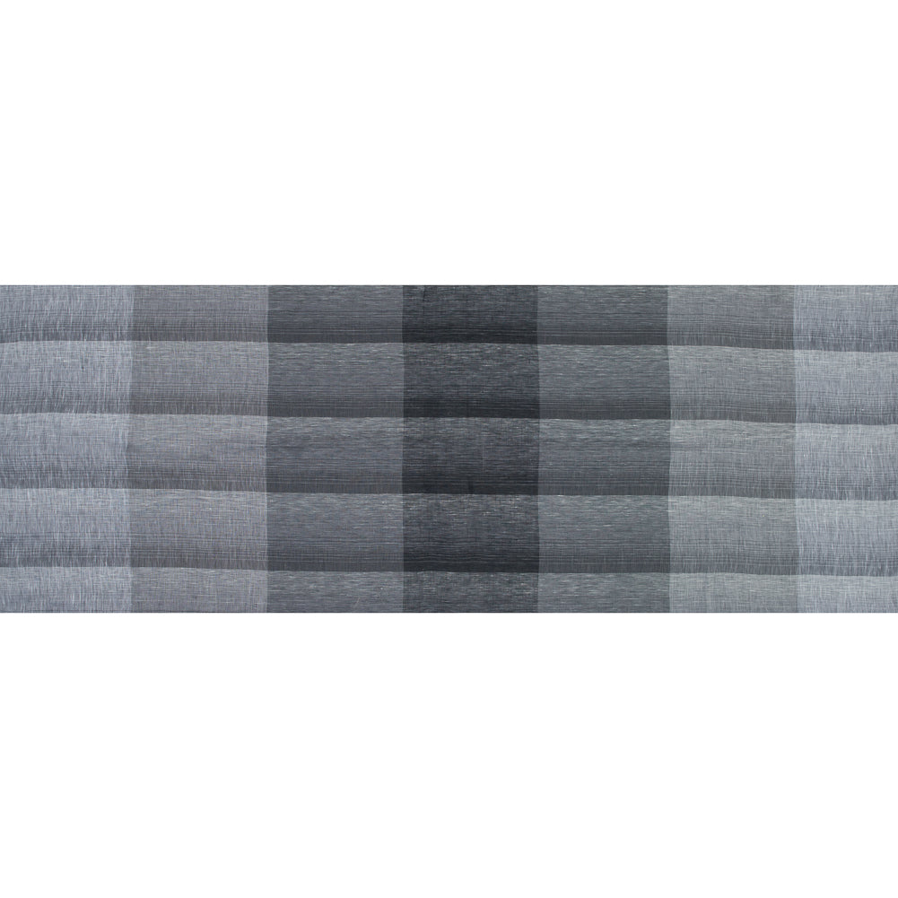 Italian Gray and White Plaid Linen Scrim Folded