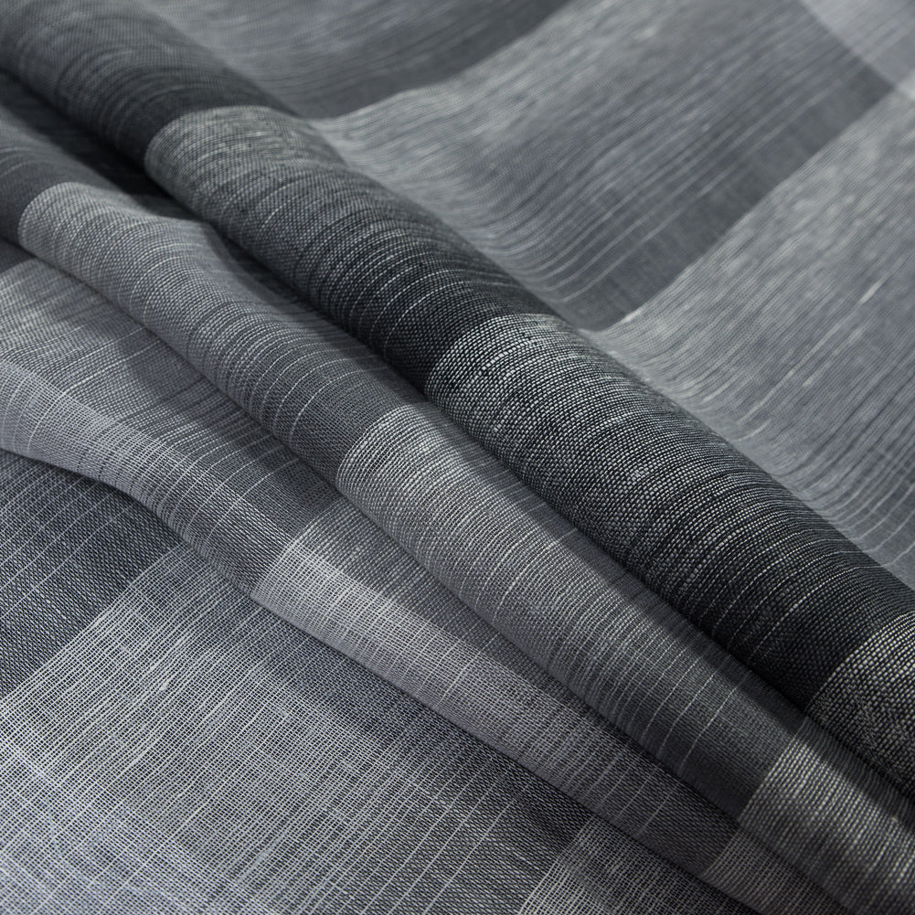 Italian Gray and White Plaid Linen Scrim Detail