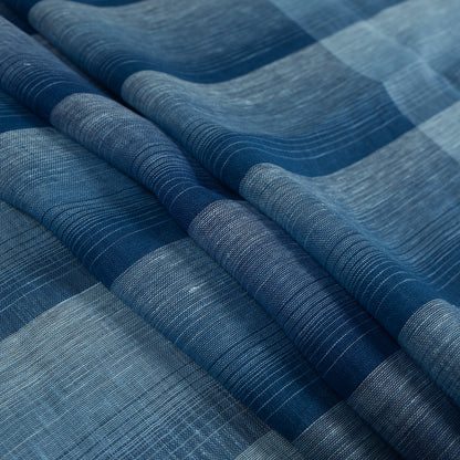 Italian Blue Gradient Plaid Linen Scrim Detail